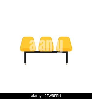 Icône de salle d'attente. Trois chaises vides jaunes. Illustration vectorielle, conception plate Illustration de Vecteur
