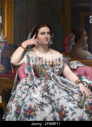 Ingres. Madame Moitessier de Jean-Auguste-Dominique Ingres (1780-1867), huile sur toile, 1856 Banque D'Images