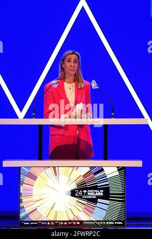 Malaga, Espagne. 7 mai 2021. Rosa Perez, productrice de film d'Atresmedia, assiste à la présentation de la 24e édition du 'Festival de Malaga' au Teatro Cervantes à Malaga.le Festival de Malaga 2020 a été le premier événement cinématographique à se tenir en personne après le confinement dû à Covid19 en Espagne. Credit: Francis Gonzalez/SOPA Images/ZUMA Wire/Alay Live News Banque D'Images