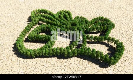 Concept ou groupe conceptuel d'arbre forestier vert sur fond sec comme signe de diplôme d'études supérieures. Banque D'Images