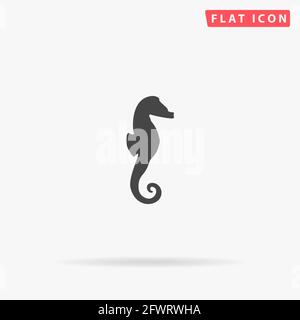 Icône vecteur plat Sea Horse. Illustrations dessinées à la main. Illustration de Vecteur