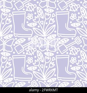 ensemble de doodle de jardinage temps main de dessin Illustration de Vecteur