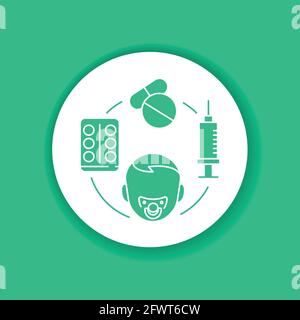 Icône en forme de glyphe de couleur pour les maladies infectieuses pédiatriques. Éruption cutanée. Maladies dermatologiques chez les enfants. Pictogramme pour page Web, application mobile, Promo. UI UX GUI DE Illustration de Vecteur