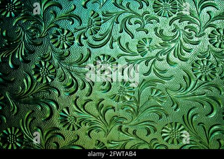 Verre gravé antique, détail de la porte de l'église Banque D'Images