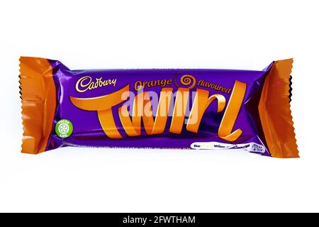 Bar à chocolat orange Cadbury Twirl Banque D'Images