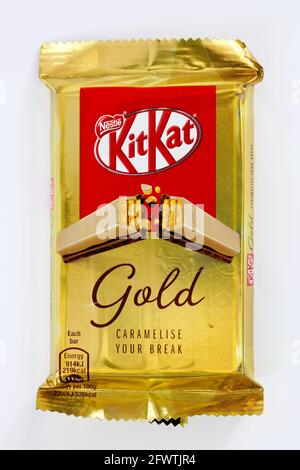 Kit Kat or caramel 4 barre de doigts Banque D'Images