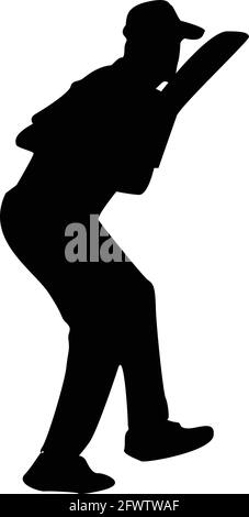 Homme battant silhouette vecteur de jeu de cricket Illustration de Vecteur