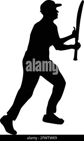 Homme battant silhouette vecteur de jeu de cricket Illustration de Vecteur