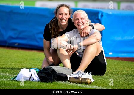 Noor Vidts Belge et Kim Meylemans, athlète belge de skeleton photographié lors d'un camp d'entraînement organisé par le Comité olympique belge BOIC - COIB, Banque D'Images