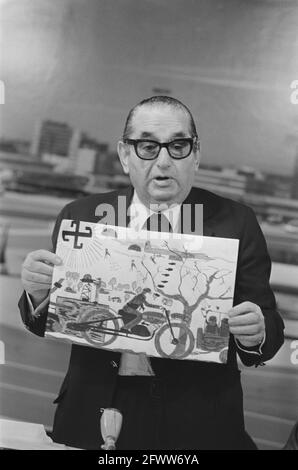 Producteur UN pont trop loin Joseph E. Levine donne une conférence de presse à l'aéroport de Schiphol; avec des dessins d'enfants sur le film, 8 octobre 1976, producteurs de films, films, Conférences de presse, pays-Bas, Agence de presse du XXe siècle photo, nouvelles à retenir, documentaire, photographie historique 1945-1990, histoires visuelles, L'histoire humaine du XXe siècle, immortaliser des moments dans le temps Banque D'Images