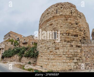 Tour semi-circulaire d'Adh-Dhahir Baybars à Karak, Jordanie Banque D'Images