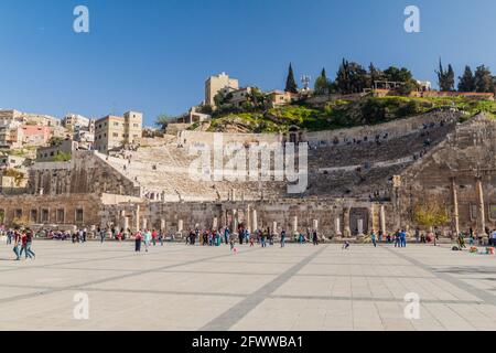 AMMAN, JORDANIE - 31 MARS 2017 : vue sur le théâtre romain d'Amman. Banque D'Images