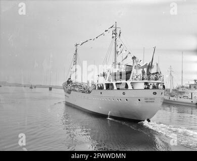 Trial run Mary North of NV Zaanlandse Scheepvaartmaatschappij Zaandam, 14 juillet 1956, Trial Runs, pays-Bas, agence de presse du xxe siècle photo, nouvelles à retenir, documentaire, photographie historique 1945-1990, histoires visuelles, L'histoire humaine du XXe siècle, immortaliser des moments dans le temps Banque D'Images