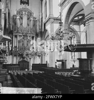 Amsterdam. Intérieur de l'Westerkerk avec le grand orgue et la chaire, 2 septembre 1965, baroque, intérieur, bâtiments de l'église, couronnes légères, organes, pulfosses, renaissance, Columns, pays-Bas, agence de presse du XXe siècle photo, news to Remember, documentaire, photographie historique 1945-1990, histoires visuelles, L'histoire humaine du XXe siècle, immortaliser des moments dans le temps Banque D'Images
