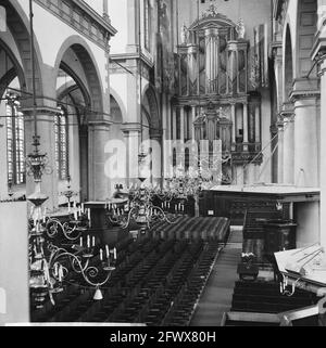 Amsterdam. Intérieur de l'Westerkerk avec le grand orgue et la chaire, 2 septembre 1965, baroque, intérieur, bâtiments de l'église, couronnes légères, organes, pulfosses, renaissance, Pews, pays-Bas, agence de presse du XXe siècle photo, news to remember, documentaire, photographie historique 1945-1990, histoires visuelles, L'histoire humaine du XXe siècle, immortaliser des moments dans le temps Banque D'Images