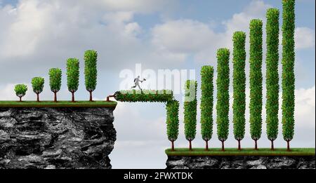 Stratégie d'investissement de croissance comme un concept d'affaires pour augmenter le capital d'investisseur comme une métaphore financière avec un homme d'affaires d'entrepreneur en baisse. Banque D'Images