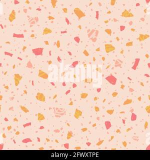 Motif sans couture en terrazzo. Texture classique et douce du sol. Arrière-plan élégant composé de pierres naturelles, de granit, de quartz, de marbre et de béton. Mer chic Illustration de Vecteur