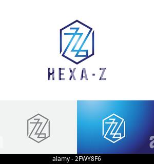 Lettre Z symbole du logo Hexagon Business Modern monoline. Illustration de Vecteur