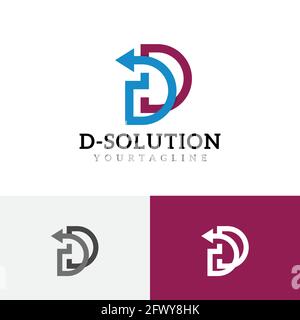 D lettre Arrow Business solution logo de la ligne simple. Illustration de Vecteur