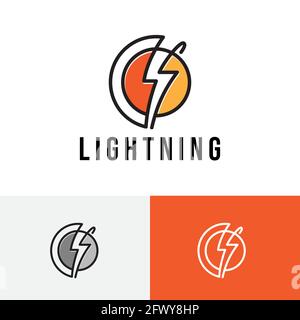 Logo Lightning Thunderbolt Circle Line Power Energy. Illustration de Vecteur