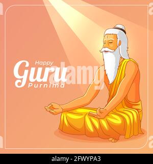 méditer l'arrière-plan ermite pour le guru purnima célébration Illustration de Vecteur