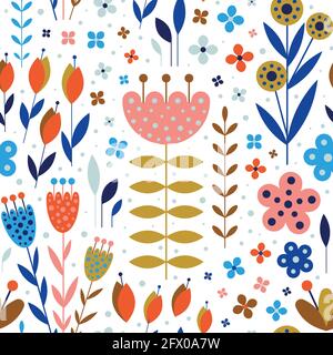 Fleurs et plantes abstraites à motif floral plat Illustration de Vecteur