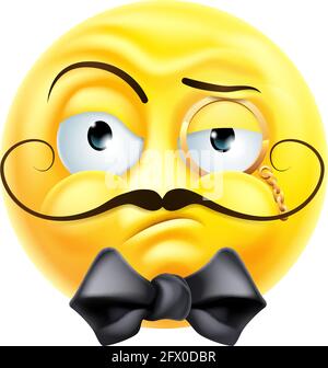 Arrogant Posh Snooty Gentleman Emoticon Emoji icône Illustration de Vecteur