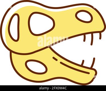 Icône de couleur RVB squelette de dinosaure Illustration de Vecteur