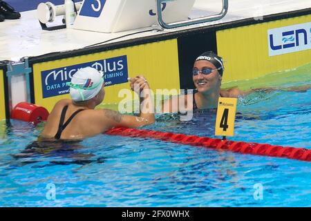 Anna Egorova de Russie 2ème place, Simona Quadarella de l'Italie 1ère place, finale 400 m Freestyle pendant les Championnats d'Europe LEN 2021, événement de natation le 23 mai 2021 à Duna Arena à Budapest, Hongrie - photo Laurent Lairys / DPPI Banque D'Images