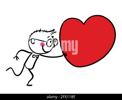Dessin animé garçon avec coeur vecteur Saint-Valentin illustration Illustration de Vecteur