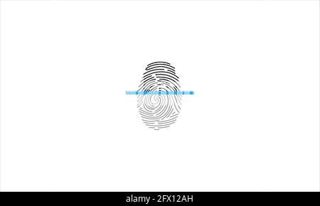 Modèle d'icône de logo de sécurité à empreinte digitale ou Fingerprint concept d'authentification biométrique de sécurité numérique illustration vectorielle Illustration de Vecteur