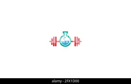 Modèle de dessin vectoriel abstrait de laboratoire de fitness ou de bouteille de Lab design de vecteur de forme physique logo, design de logo de forme physique, icône de dumbbell, idées de logo de salle de sport Illustration de Vecteur