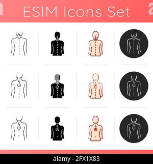 Icônes de problèmes de posture incorrects définies Illustration de Vecteur