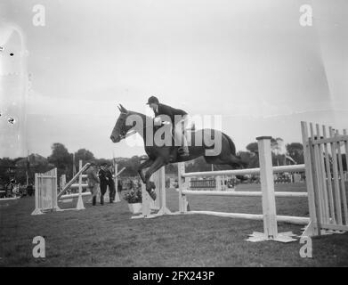Concours Hippique Den Haag avec la princesse Beatrix et la princesse Irene, 18 septembre 1954, chevaux, saut, Pays-Bas, Agence de presse du XXe siècle photo, nouvelles à retenir, documentaire, photographie historique 1945-1990, histoires visuelles, L'histoire humaine du XXe siècle, immortaliser des moments dans le temps Banque D'Images