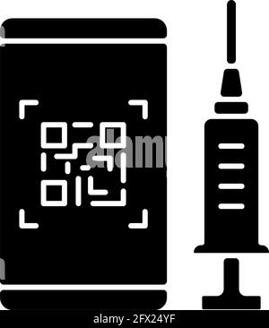 Code QR pour la vaccination icône de glyphe noir Illustration de Vecteur