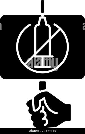 Icône de glyphe noir anti-vaxer Illustration de Vecteur