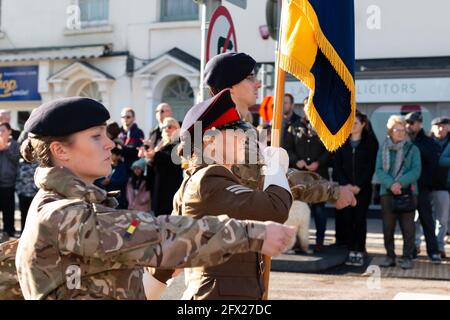 Jour du souvenir à Keynsham, Bristol, à l'occasion du 100 ans de la fin de la première guerre mondiale. Banque D'Images