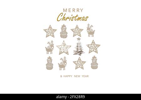 Joyeux Noël et Bonne Année. Arrière-plan de vacances de Noël carte de vœux. Banque D'Images