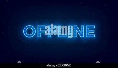 Bannière de twitch hors ligne hologramme. Titre hors ligne lumineux avec effet hologramme pour la diffusion en continu de l'écran. Fond de jeu en streaming avec lumière bleue. Vecteur Illustration de Vecteur