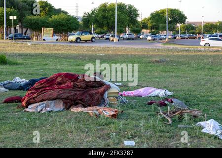 Campement sans-abri, Austin, Texas, Etats-Unis, par James D Coppinger/Dembinsky photo Assoc Banque D'Images