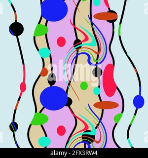 arrière-plan abstrait multicolore avec cercles et vagues Banque D'Images