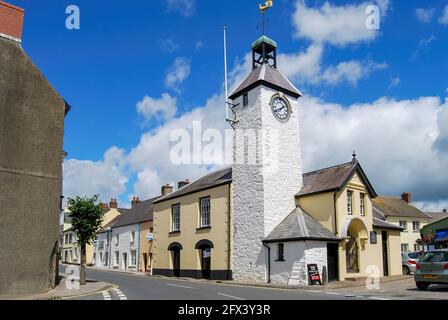 Tour de l'horloge de la mairie, King Street, Laugharne (Talacharn), Carmarthenshire, pays de Galles, Royaume-Uni Banque D'Images