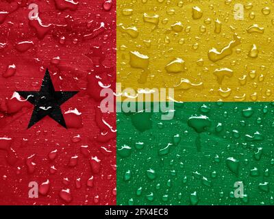 Drapeau de la Guinée-Bissau avec gouttes de pluie Banque D'Images