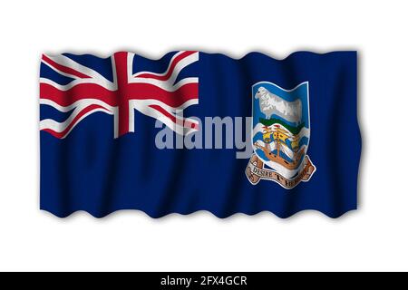 Îles Falkland Malvinas 3D rendant drapeau du monde à etude Banque D'Images