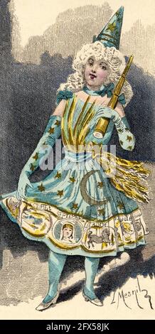 Broderie et finitions de la Maison Coiquil & gay. Les toutes dernières mode conçues et adaptées à la couturière et à la couturière du moniteur de la mode, Paris 1898. France, Europe. Lithographie de couleur ancienne de la fin du XIXe siècle Banque D'Images