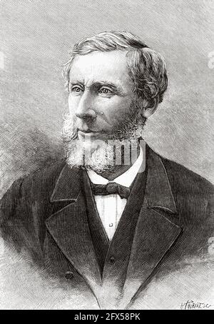 John Tyndall FRS (1820-1893) était un physicien irlandais éminent du XIXe siècle. Sa renommée scientifique a commencé par son étude du diamagnétisme. Il a fait des découvertes dans les domaines du rayonnement infrarouge et des propriétés physiques de l'air, en 1859 il a démontré le lien entre le CO2 atmosphérique et ce qui est maintenant connu sous le nom d'effet de serre. Ancienne illustration gravée du XIXe siècle de la nature 1893 Banque D'Images