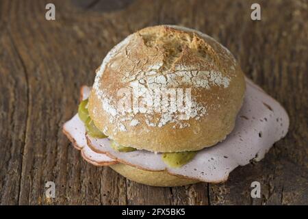 pain de viande bavaroise sur bois Banque D'Images