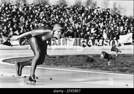 Championnats du monde de patinage de vitesse pour hommes à Heerenveen. Eric Heiden (États-Unis) en action., 1 mars 1980, patinage, sport, Pays-Bas, Agence de presse du XXe siècle photo, nouvelles à retenir, documentaire, photographie historique 1945-1990, histoires visuelles, L'histoire humaine du XXe siècle, immortaliser des moments dans le temps Banque D'Images