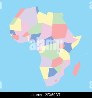 Carte vectorielle des pays d'Afrique à étudier Illustration de Vecteur