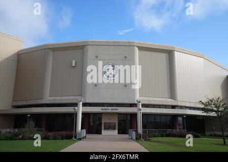 Une vue générale de l'entrée nord à Reed Arena, le mardi 25 mai 2021, à College Station, Texas. L'arène est le berceau du basketb de Texas A&M Aggies Banque D'Images